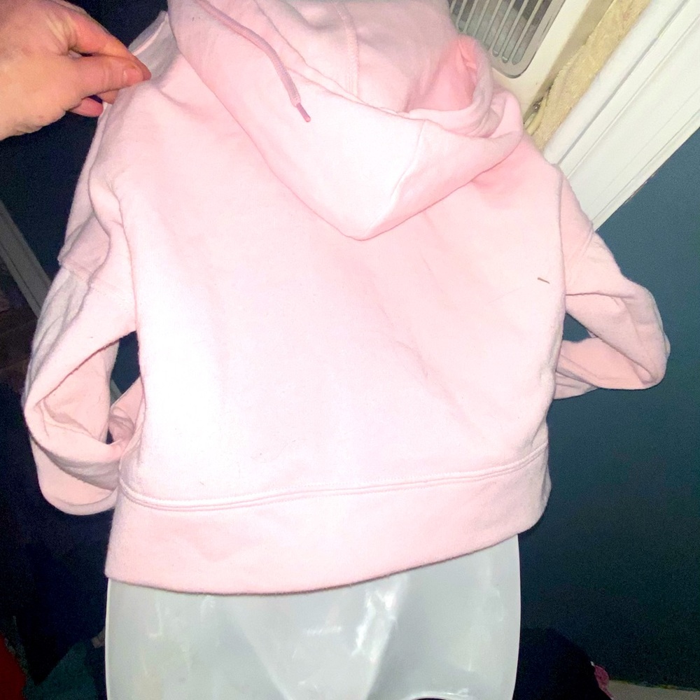 Hoodie w bling sleeves light pink sz medium crop